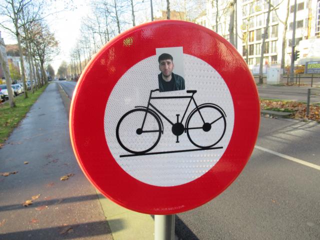 A geviseerde fietser.